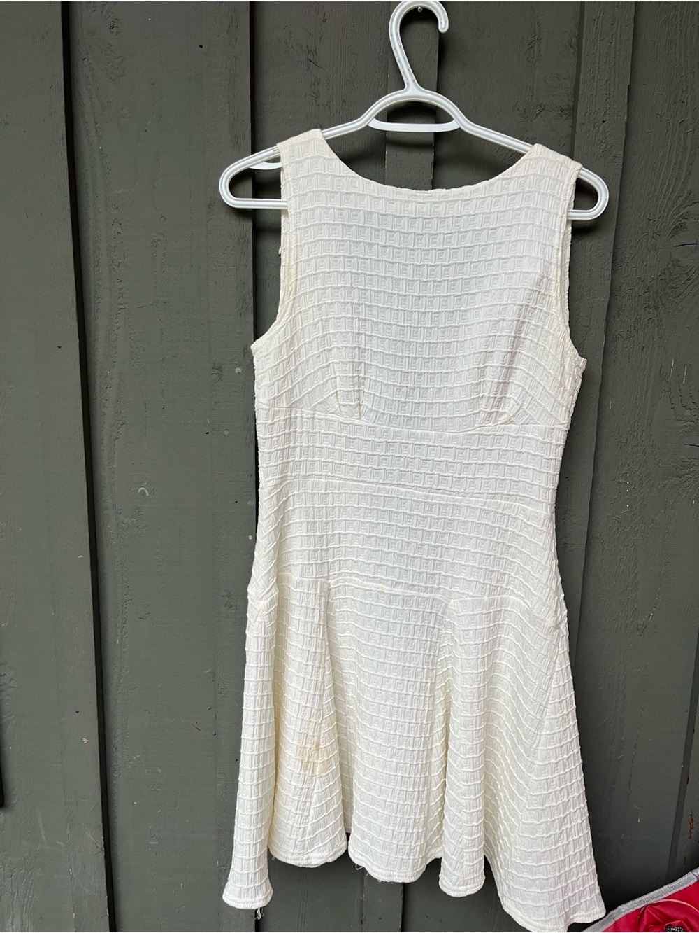 ASOS Cream Sleeveless Asymmetrical Textured Fit & Flare Dress
